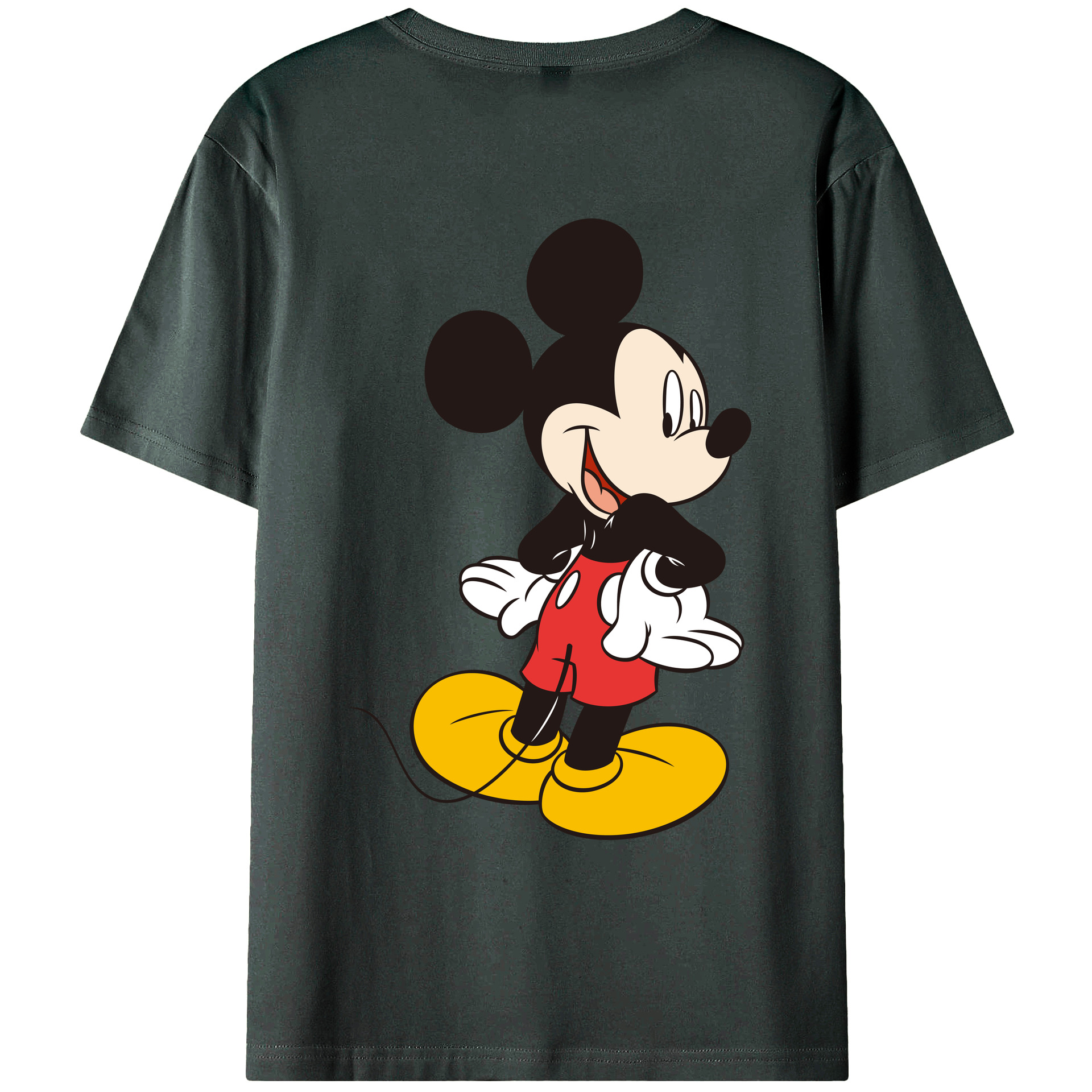 ミッキーマウス Mickey Mouse 綿100％ メンズ半袖Tシャツ（バックプリント） 通気性
